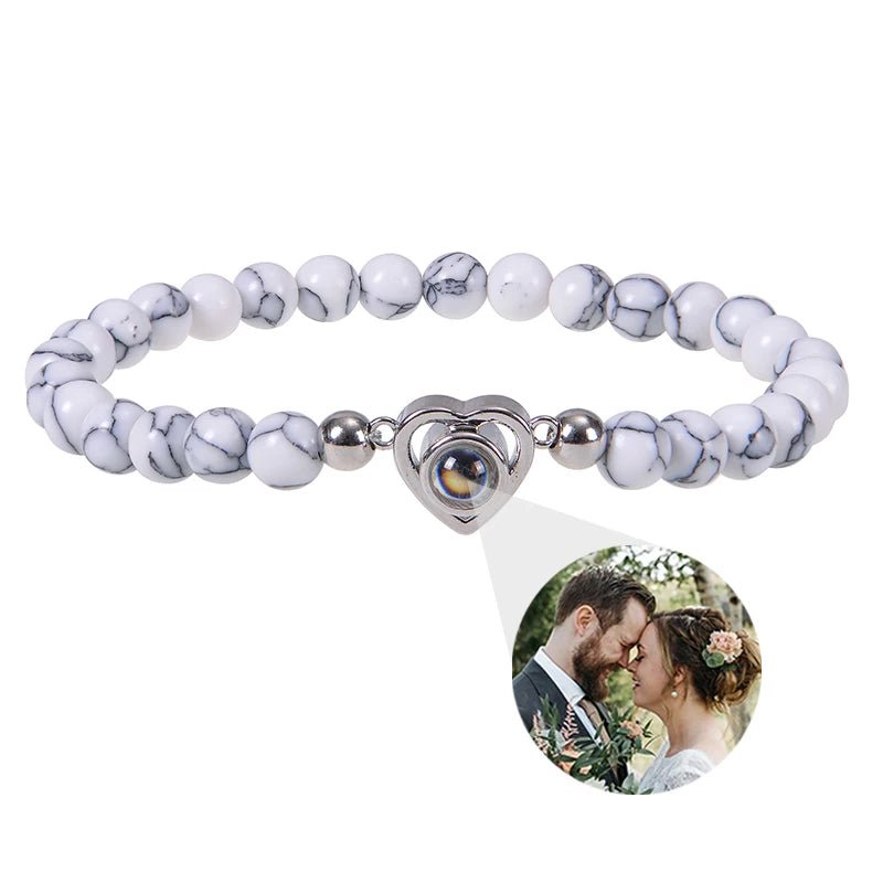 Bracelet Photo Personnalisé Homme En Perles - Bijoux De Lune