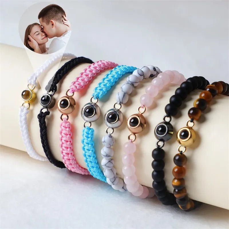 Bracelet Photo Personnalisé Homme En Perles - Bijoux De Lune