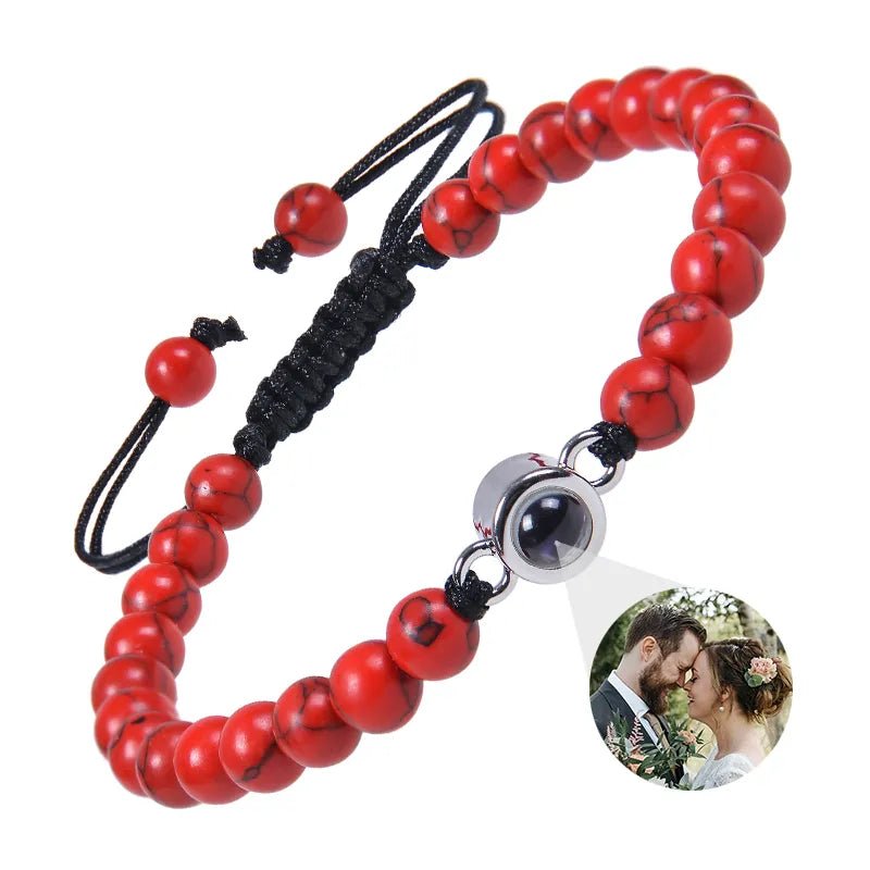 Bracelet Photo Personnalisé Homme En Perles - Bijoux De Lune