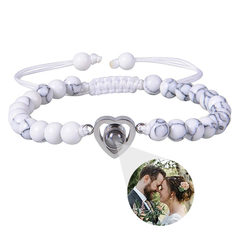 Bracelet Photo Personnalisé Homme En Perles - Bijoux De Lune
