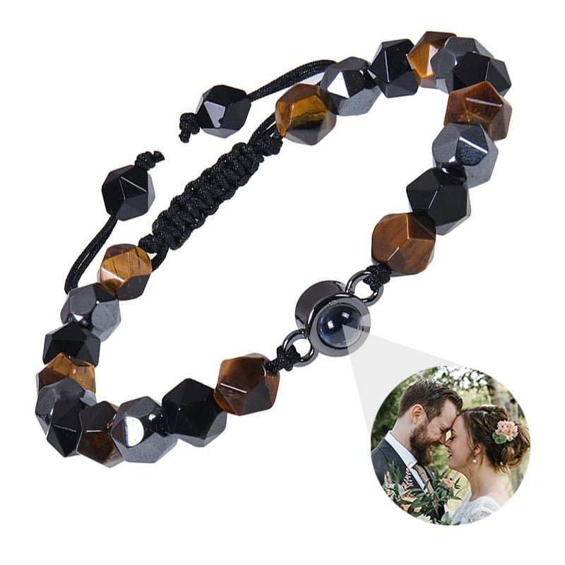 Bracelet Photo Personnalisé Homme En Perles - Bijoux De Lune