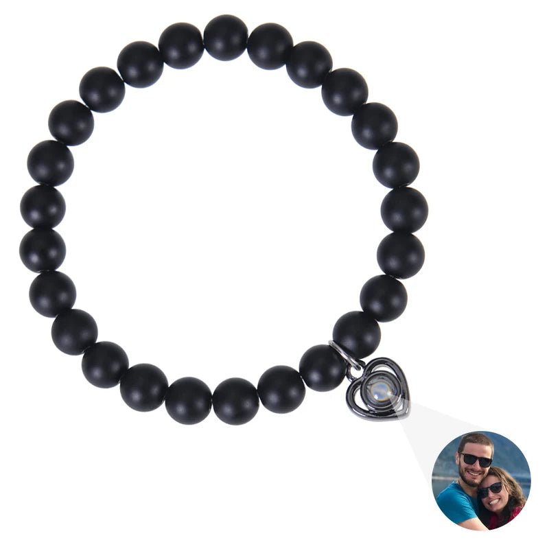 Bracelet Photo Personnalisé Homme En Perles En Oeil De Tigre - Bijoux De Lune