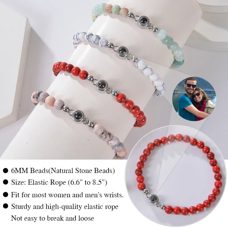 Bracelet Photo Personnalisé Homme En Perles En Oeil De Tigre - Bijoux De Lune