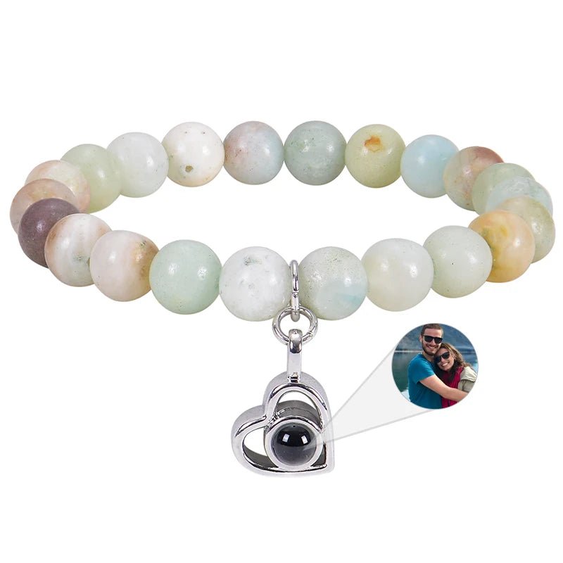 Bracelet Photo Personnalisé Homme En Perles En Oeil De Tigre - Bijoux De Lune