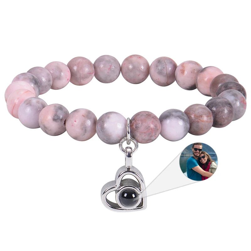 Bracelet Photo Personnalisé Homme En Perles En Oeil De Tigre - Bijoux De Lune