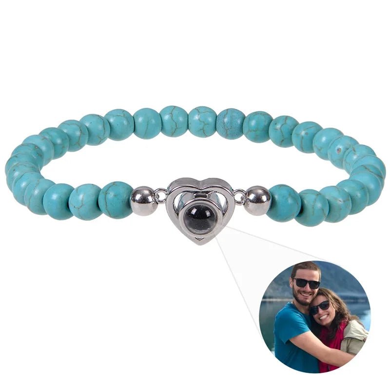 Bracelet Photo Personnalisé Homme En Perles En Oeil De Tigre - Bijoux De Lune