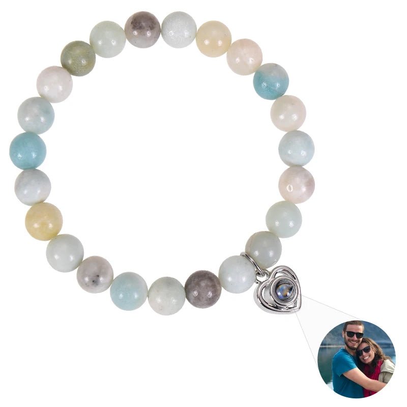Bracelet Photo Personnalisé Homme En Perles En Oeil De Tigre - Bijoux De Lune