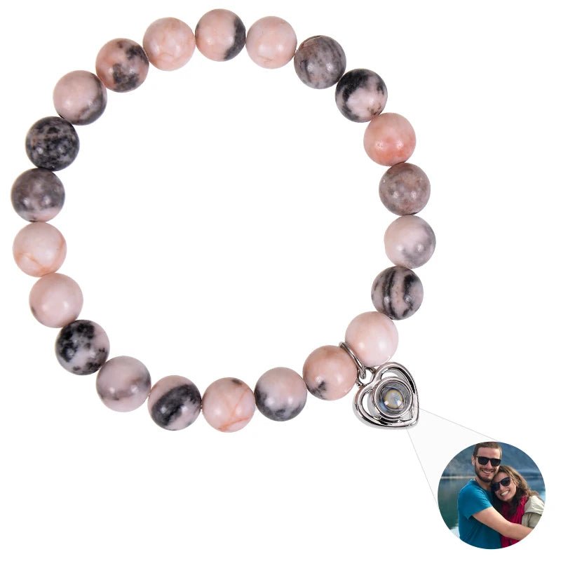 Bracelet Photo Personnalisé Homme En Perles En Oeil De Tigre - Bijoux De Lune