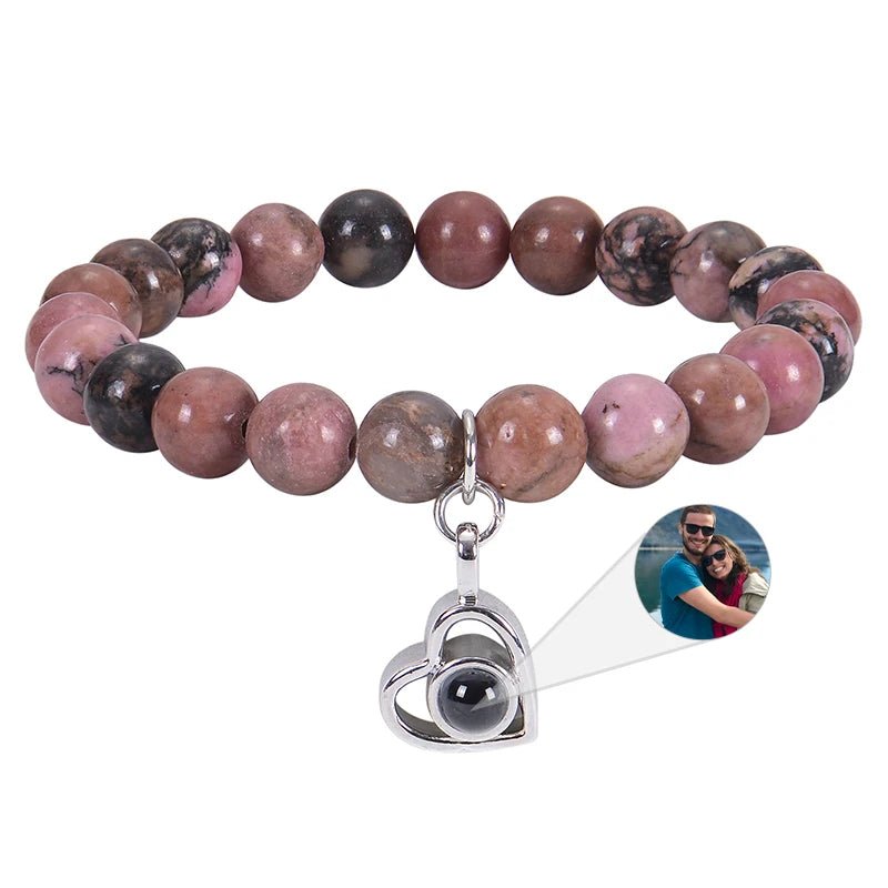 Bracelet Photo Personnalisé Homme En Perles En Oeil De Tigre - Bijoux De Lune