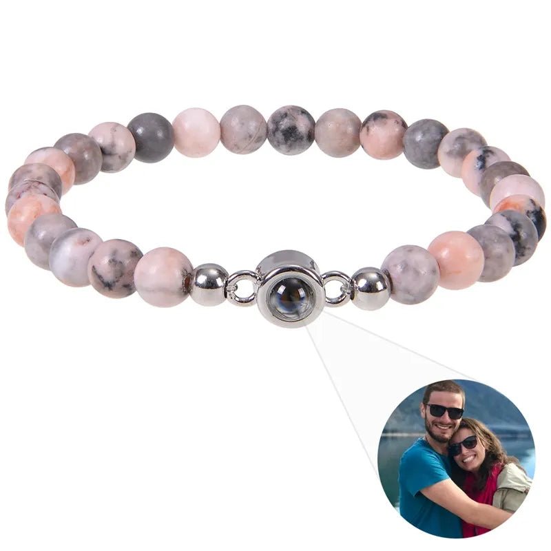 Bracelet Photo Personnalisé Homme En Perles En Oeil De Tigre - Bijoux De Lune