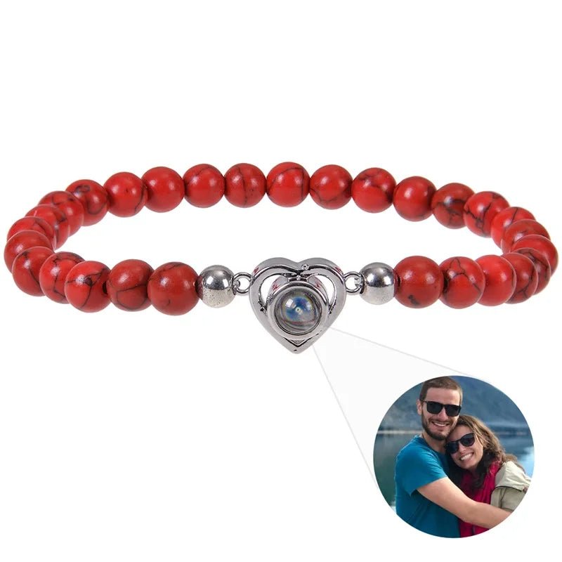 Bracelet Photo Personnalisé Homme En Perles En Oeil De Tigre - Bijoux De Lune
