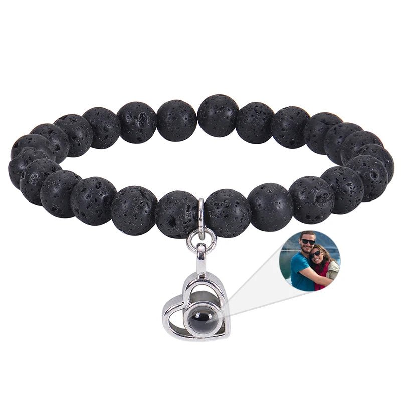 Bracelet Photo Personnalisé Homme En Perles En Oeil De Tigre - Bijoux De Lune