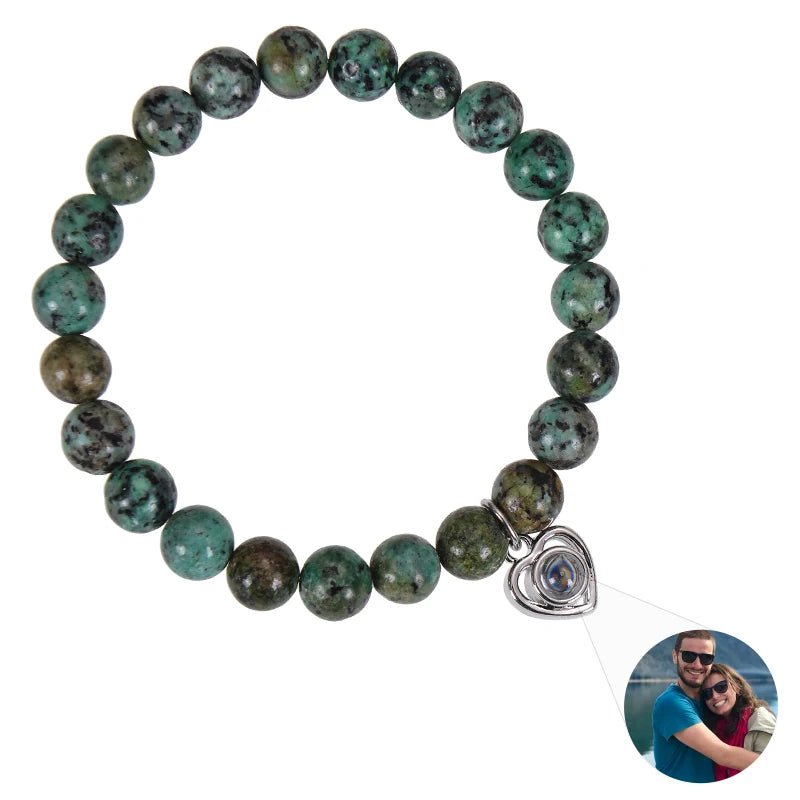 Bracelet Photo Personnalisé Homme En Perles En Oeil De Tigre - Bijoux De Lune