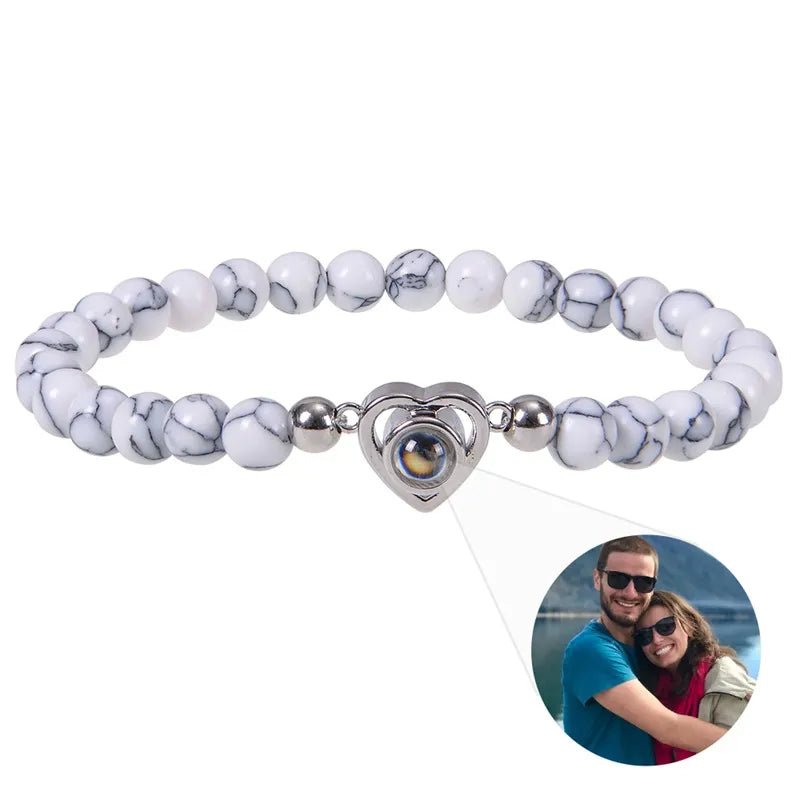 Bracelet Photo Personnalisé Homme En Perles En Oeil De Tigre - Bijoux De Lune