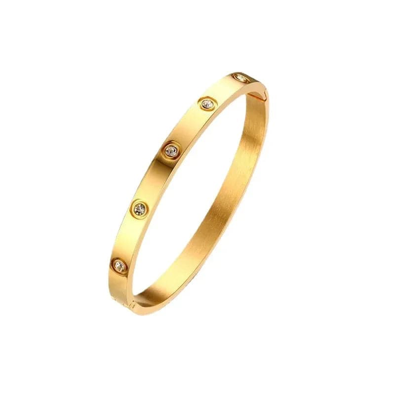 Bracelet Pour Femmes En Acier Inoxydable De Couleur Or Et Argent Avec Ornement En Zircon Cubique - Bijoux De Lune