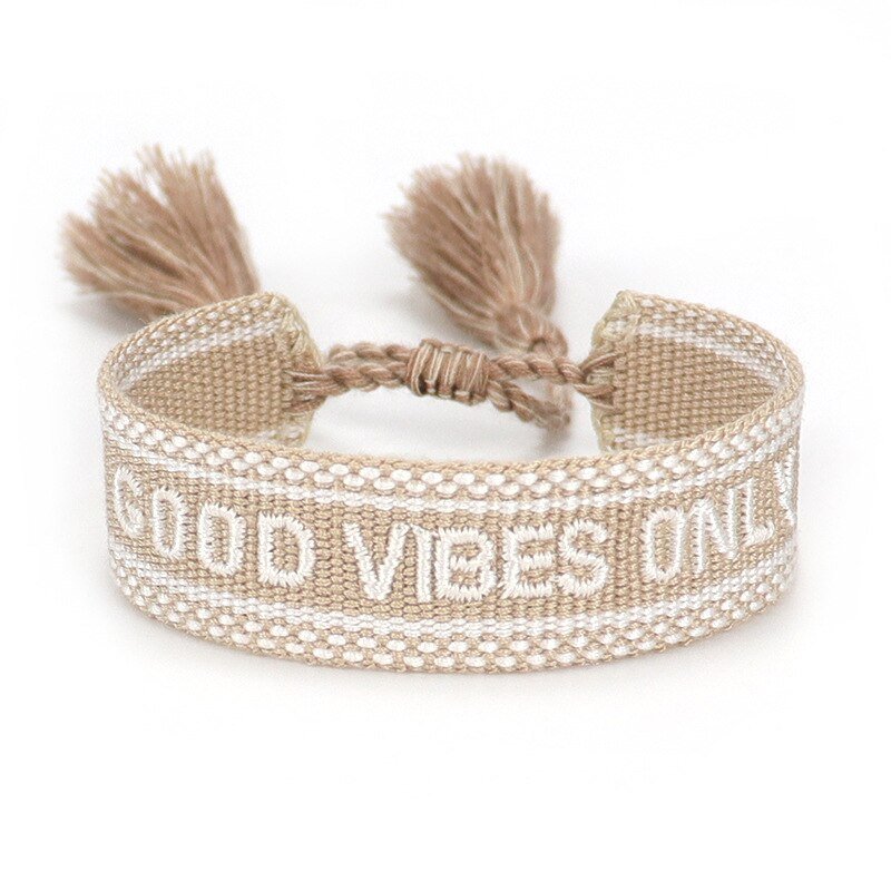 Bracelet Réglable Enveloppant Pour Femme Avec Pompons Et Lettres Brodées Pour Amies - Bijoux De Lune