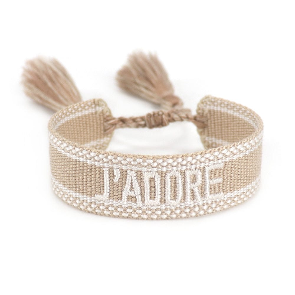 Bracelet Réglable Enveloppant Pour Femme Avec Pompons Et Lettres Brodées Pour Amies - Bijoux De Lune