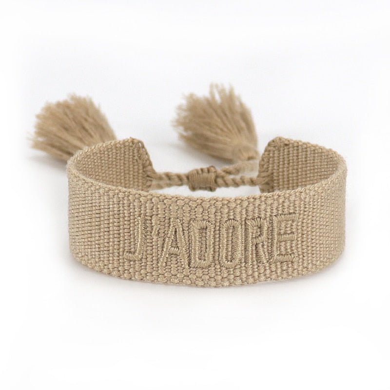 Bracelet Réglable Enveloppant Pour Femme Avec Pompons Et Lettres Brodées Pour Amies - Bijoux De Lune