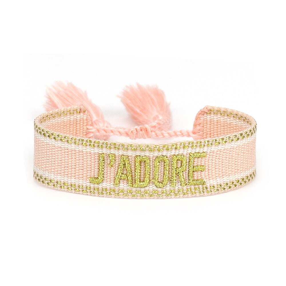 Bracelet Réglable Enveloppant Pour Femme Avec Pompons Et Lettres Brodées Pour Amies - Bijoux De Lune