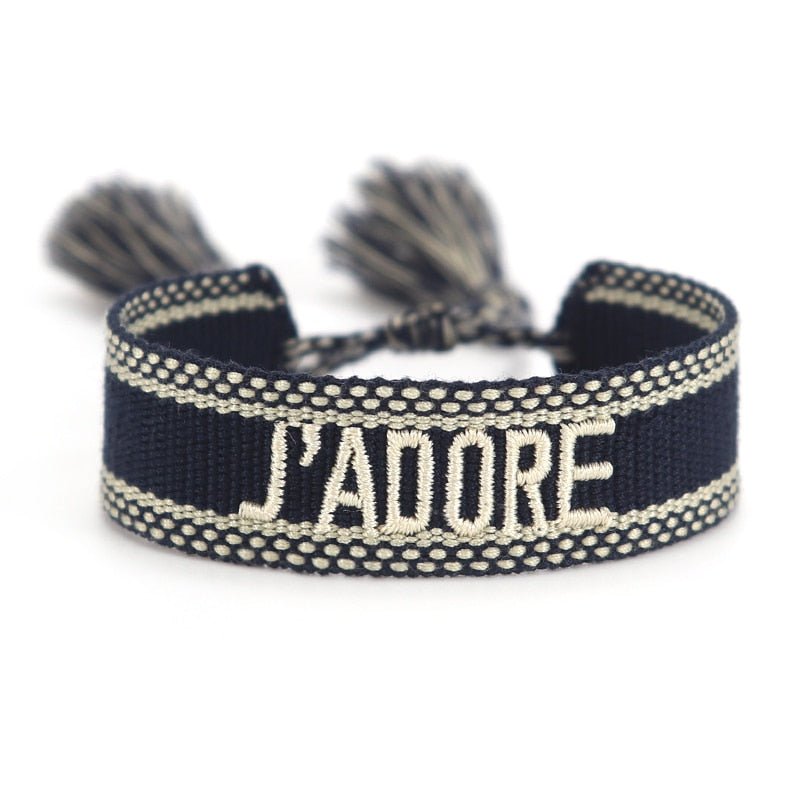 Bracelet Réglable Enveloppant Pour Femme Avec Pompons Et Lettres Brodées Pour Amies - Bijoux De Lune