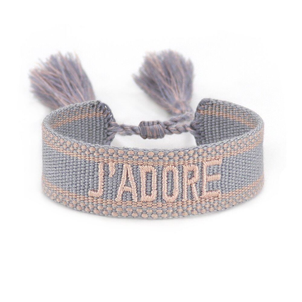 Bracelet Réglable Enveloppant Pour Femme Avec Pompons Et Lettres Brodées Pour Amies - Bijoux De Lune