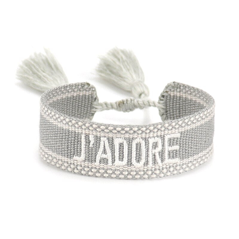 Bracelet Réglable Enveloppant Pour Femme Avec Pompons Et Lettres Brodées Pour Amies - Bijoux De Lune