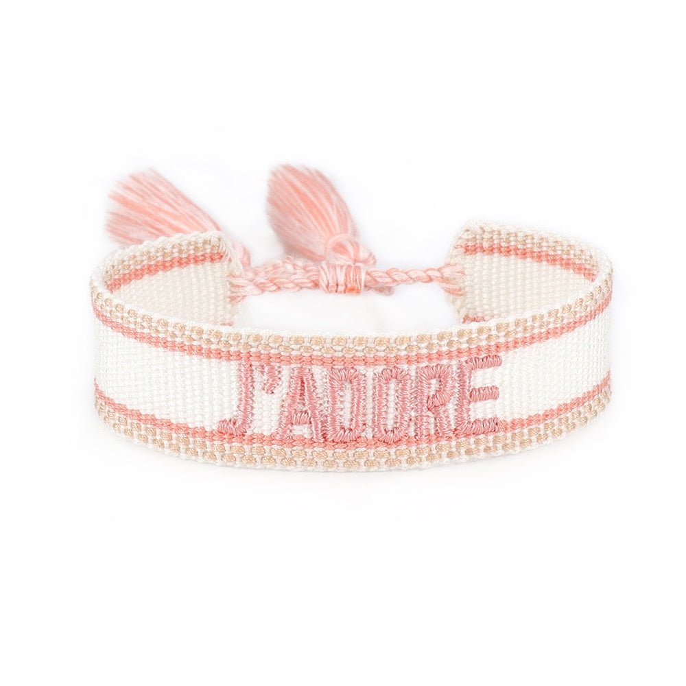 Bracelet Réglable Enveloppant Pour Femme Avec Pompons Et Lettres Brodées Pour Amies - Bijoux De Lune