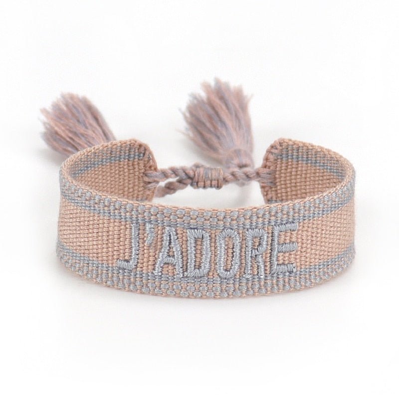 Bracelet Réglable Enveloppant Pour Femme Avec Pompons Et Lettres Brodées Pour Amies - Bijoux De Lune