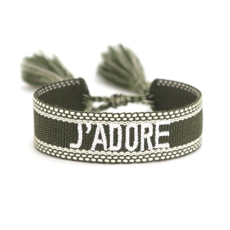 Bracelet Réglable Enveloppant Pour Femme Avec Pompons Et Lettres Brodées Pour Amies - Bijoux De Lune