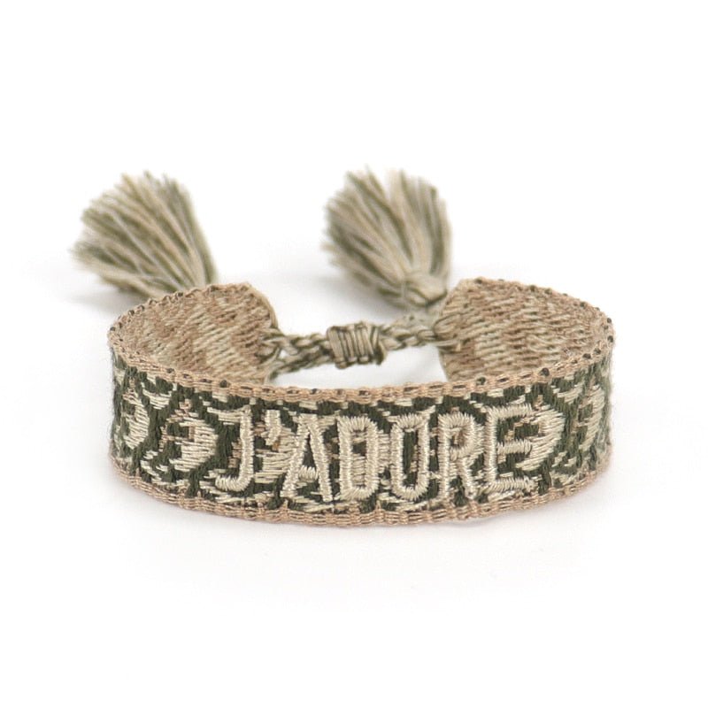 Bracelet Réglable Enveloppant Pour Femme Avec Pompons Et Lettres Brodées Pour Amies - Bijoux De Lune