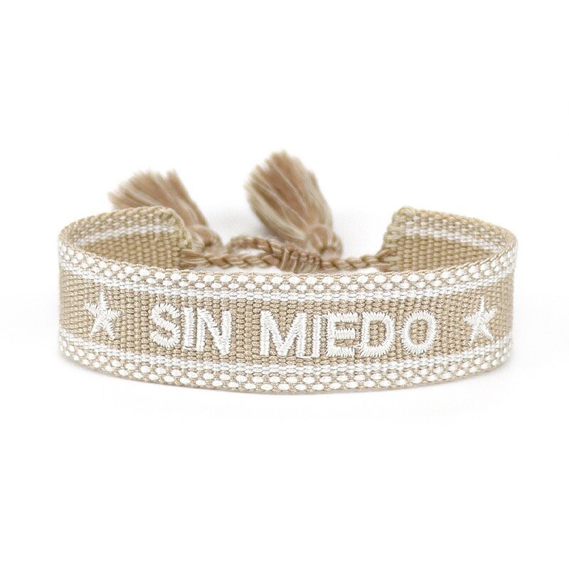 Bracelet Réglable Enveloppant Pour Femme Avec Pompons Et Lettres Brodées Pour Amies - Bijoux De Lune