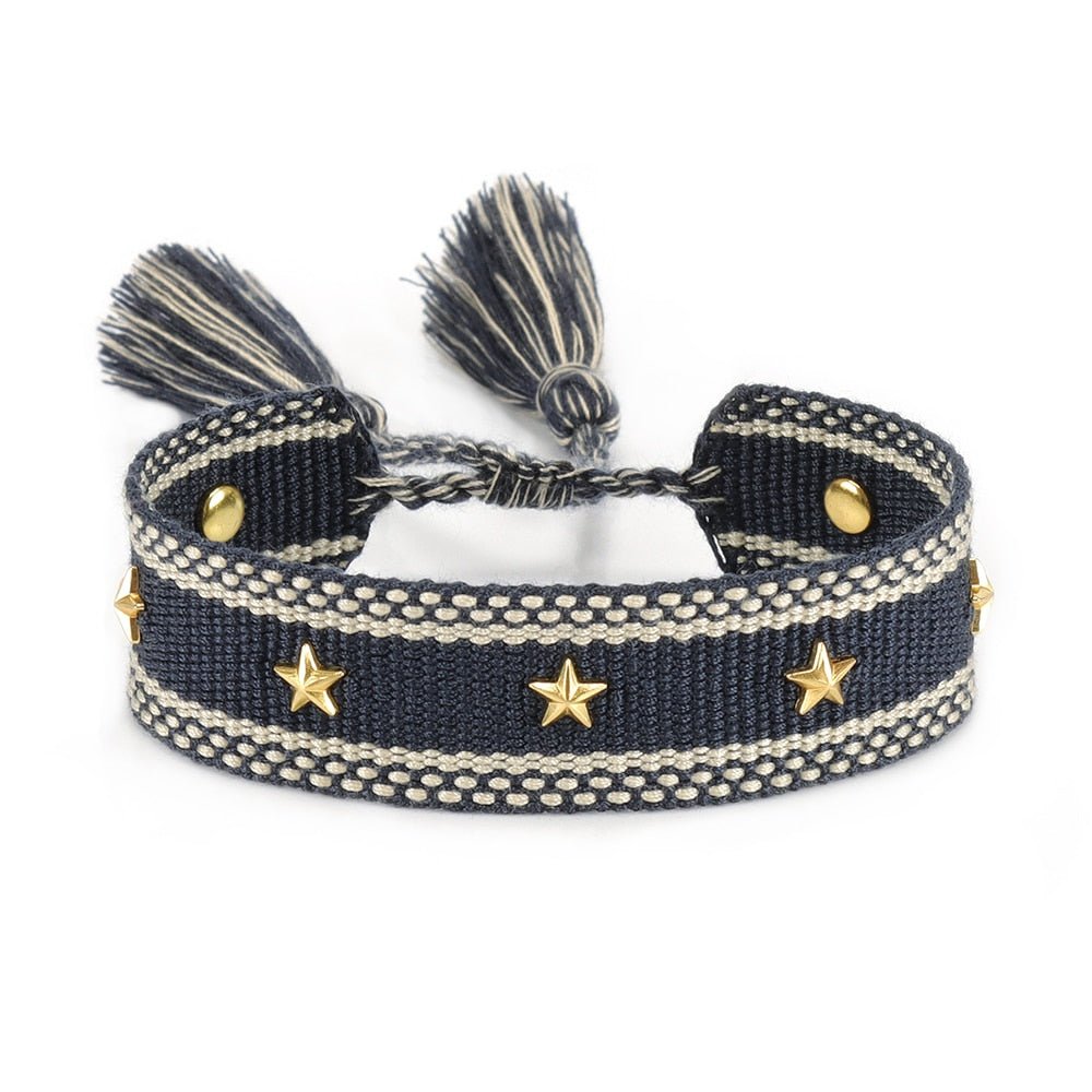 Bracelet Réglable Enveloppant Pour Femme Avec Pompons Et Lettres Brodées Pour Amies - Bijoux De Lune