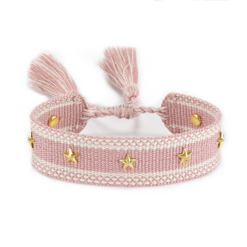 Bracelet Réglable Enveloppant Pour Femme Avec Pompons Et Lettres Brodées Pour Amies - Bijoux De Lune