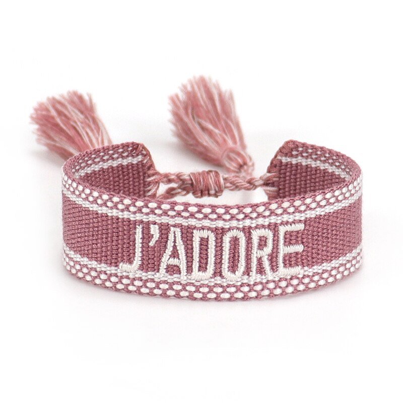 Bracelet Réglable Enveloppant Pour Femme Avec Pompons Et Lettres Brodées Pour Amies - Bijoux De Lune