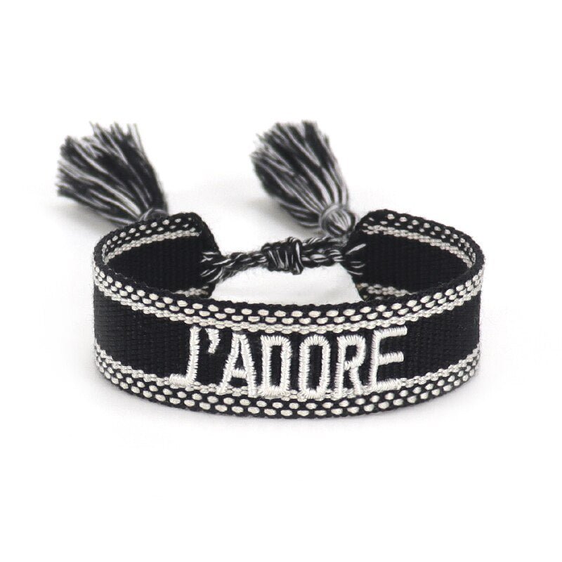 Bracelet Réglable Enveloppant Pour Femme Avec Pompons Et Lettres Brodées Pour Amies - Bijoux De Lune