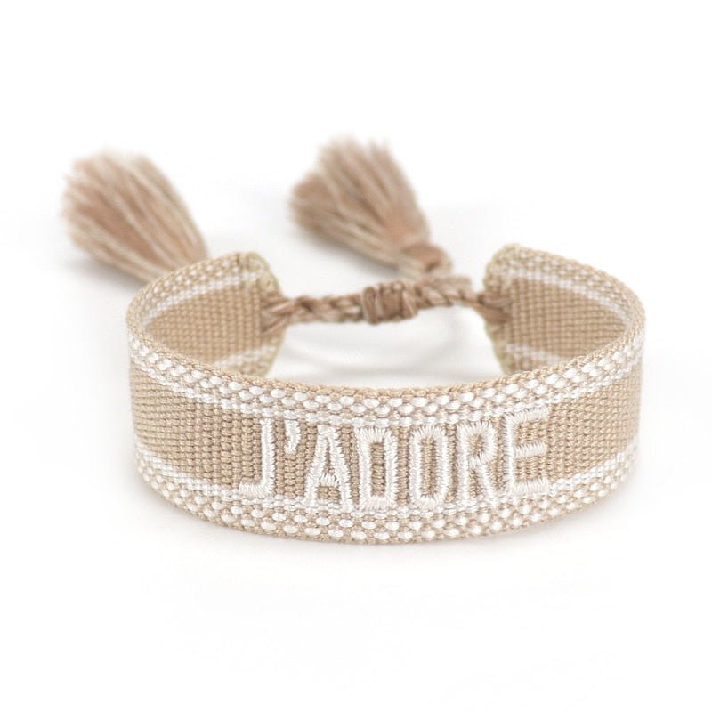 Bracelet Réglable Enveloppant Pour Femme Avec Pompons Et Lettres Brodées Pour Amies - Bijoux De Lune