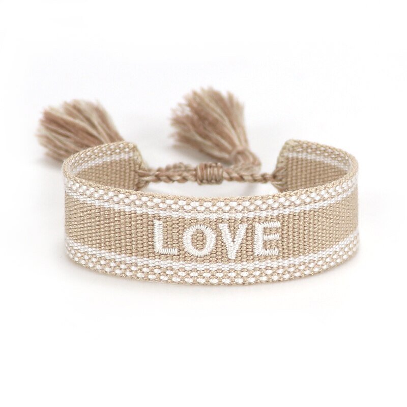 Bracelet Réglable Enveloppant Pour Femme Avec Pompons Et Lettres Brodées Pour Amies - Bijoux De Lune