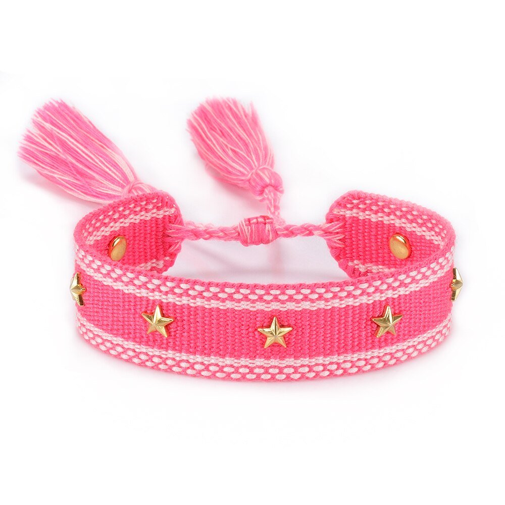 Bracelet Réglable Enveloppant Pour Femme Avec Pompons Et Lettres Brodées Pour Amies - Bijoux De Lune