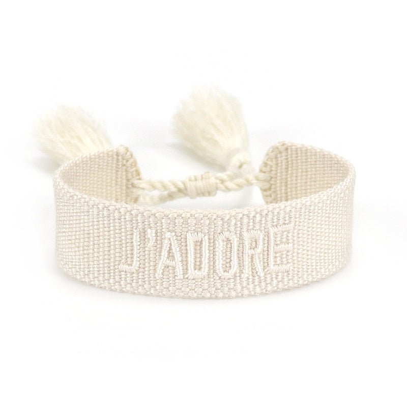 Bracelet Réglable Enveloppant Pour Femme Avec Pompons Et Lettres Brodées Pour Amies - Bijoux De Lune
