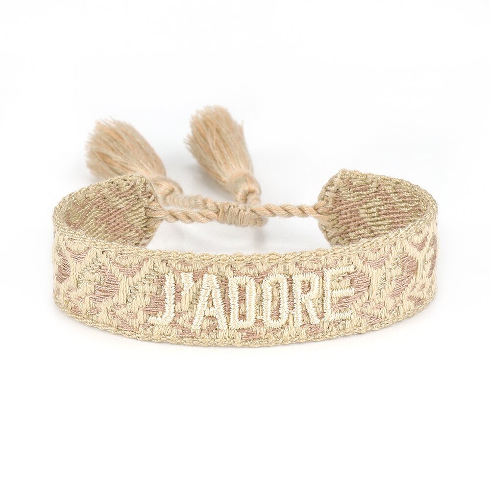Bracelet Réglable Enveloppant Pour Femme Avec Pompons Et Lettres Brodées Pour Amies - Bijoux De Lune
