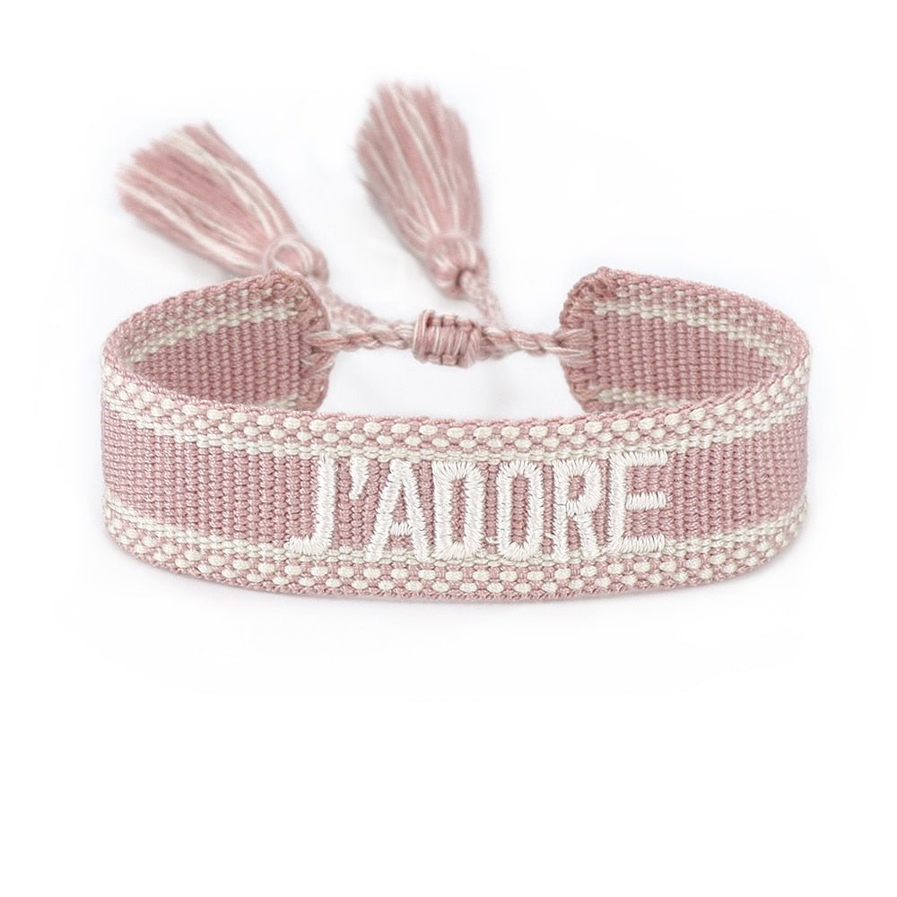Bracelet Réglable Enveloppant Pour Femme Avec Pompons Et Lettres Brodées Pour Amies - Bijoux De Lune