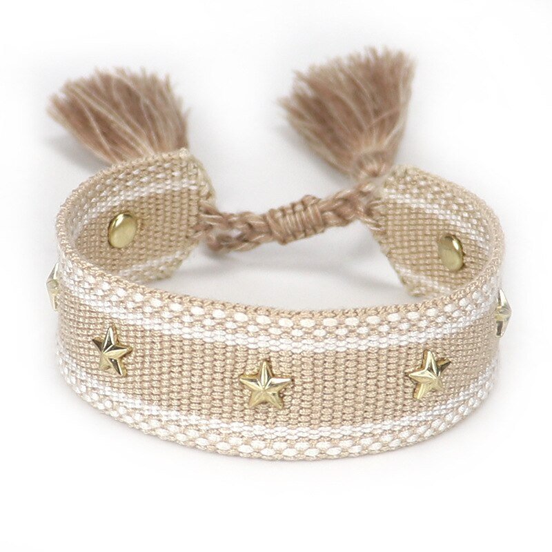 Bracelet Réglable Enveloppant Pour Femme Avec Pompons Et Lettres Brodées Pour Amies - Bijoux De Lune