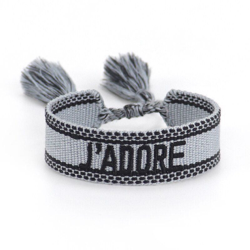 Bracelet Réglable Enveloppant Pour Femme Avec Pompons Et Lettres Brodées Pour Amies - Bijoux De Lune