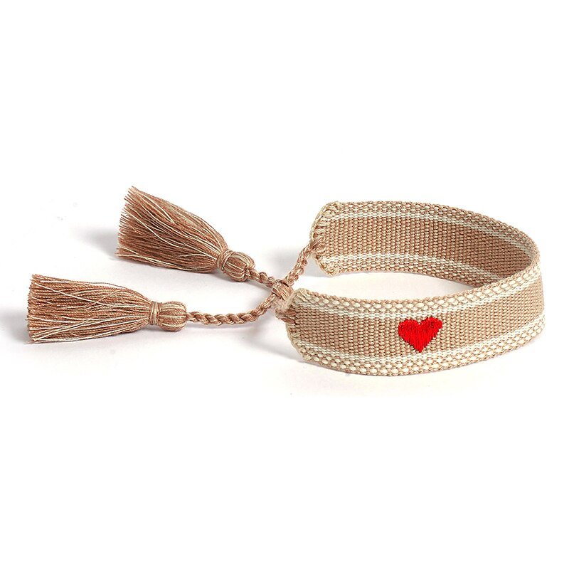 Bracelet Réglable Enveloppant Pour Femme Avec Pompons Et Lettres Brodées Pour Amies - Bijoux De Lune