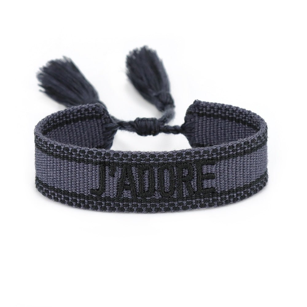 Bracelet Réglable Enveloppant Pour Femme Avec Pompons Et Lettres Brodées Pour Amies - Bijoux De Lune