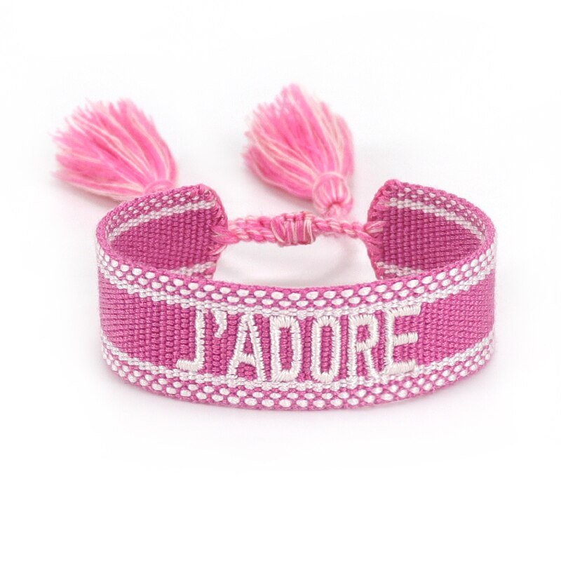 Bracelet Réglable Enveloppant Pour Femme Avec Pompons Et Lettres Brodées Pour Amies - Bijoux De Lune