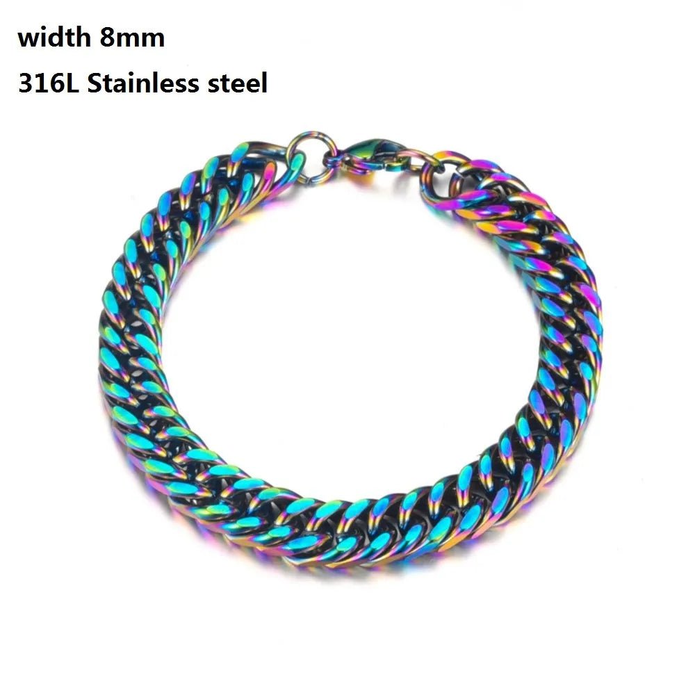 Bracelet Vintage à Chaîne Cubaine En Acier Inoxydable 316L Pour Hommes Et Femmes - Bijoux De Lune