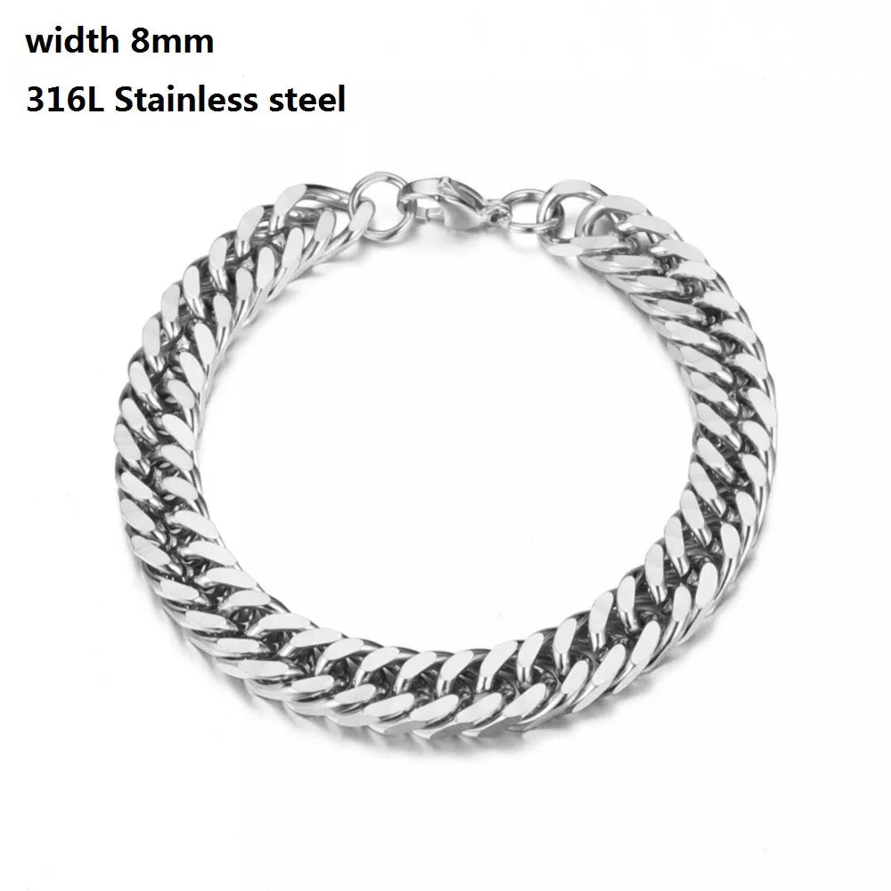 Bracelet Vintage à Chaîne Cubaine En Acier Inoxydable 316L Pour Hommes Et Femmes - Bijoux De Lune