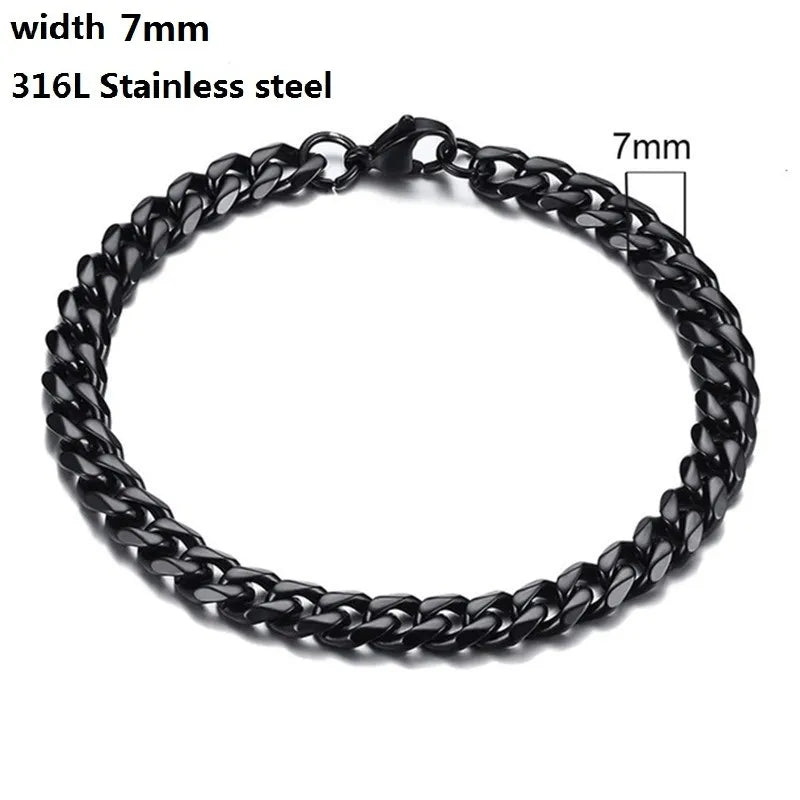 Bracelet Vintage à Chaîne Cubaine En Acier Inoxydable 316L Pour Hommes Et Femmes - Bijoux De Lune