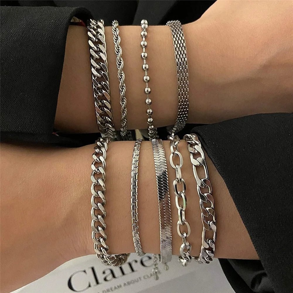 Bracelet Vintage à Chaîne Cubaine En Acier Inoxydable 316L Pour Hommes Et Femmes - Bijoux De Lune